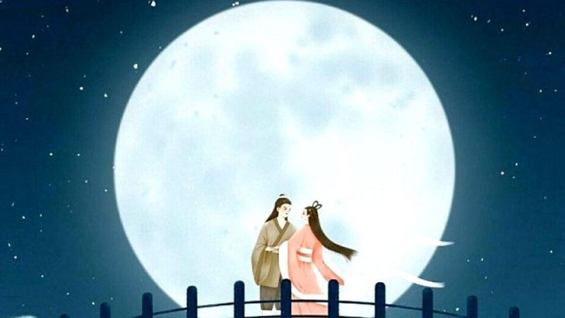 Hoạt hình vẽ ngưu lang chức nữ gặp nhau trên cầu