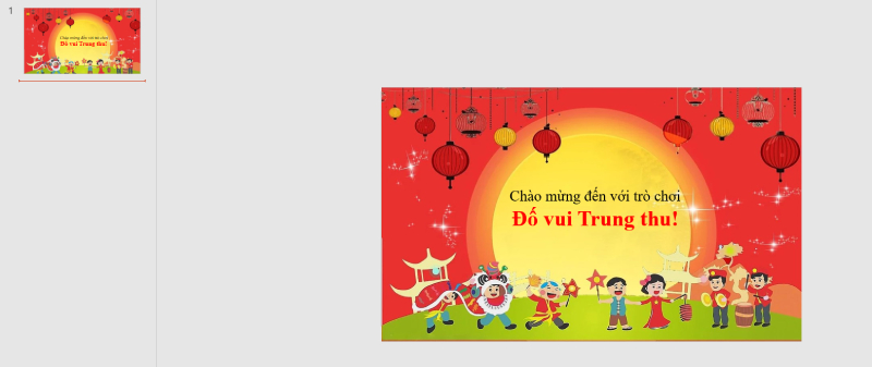 Slide đầu tiên với dòng chữ Đố vui Trung thu màu đỏ