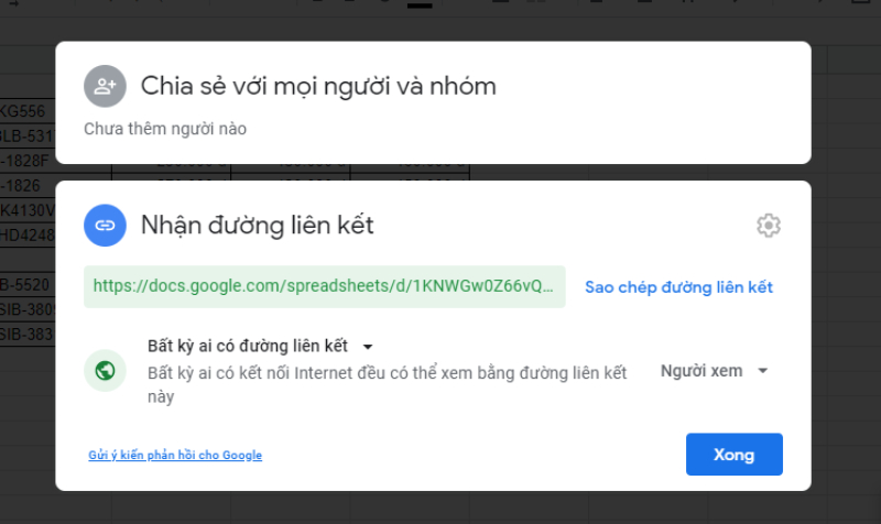 Chia sẻ liên kết Google Sheet cho mọi người cùng xem