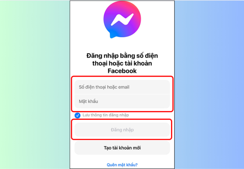 Đăng nhập Messenger bằng số điện thoại hoặc email