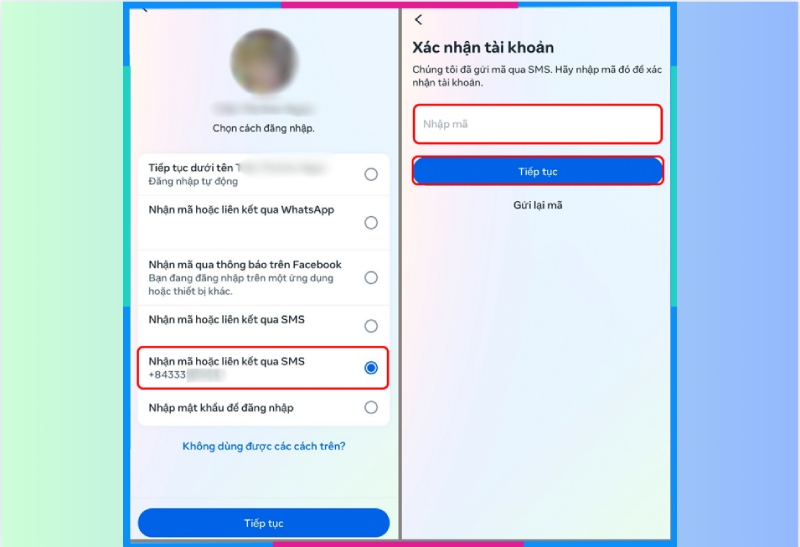 Xác nhận đăng nhập Messenger bằng mã SMS