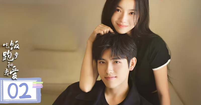 Nữ chính chống cằm lên đầu nam chính cực ngọt ngào