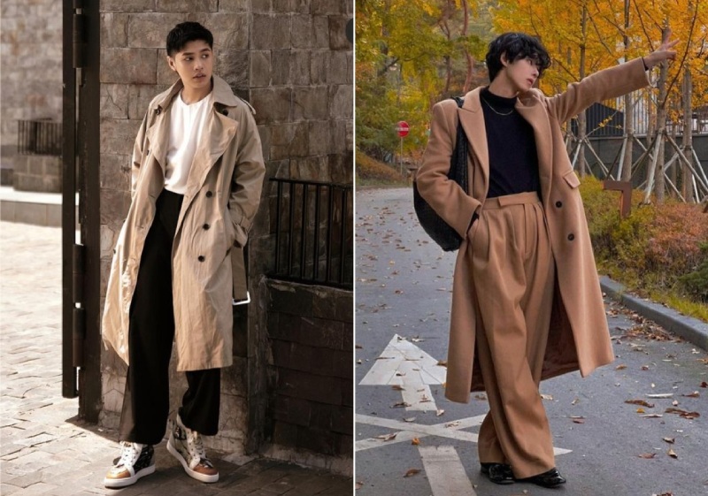 Áo khoác măng tô phối cùng quần âu cho nam
