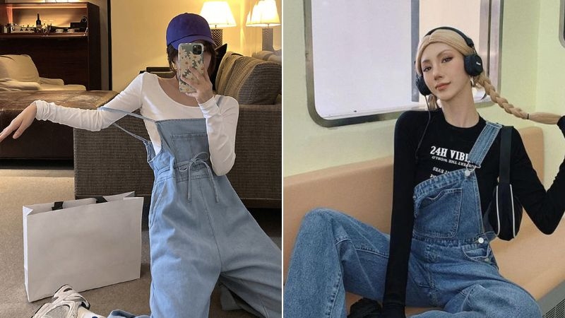 Quần yếm phối áo thun