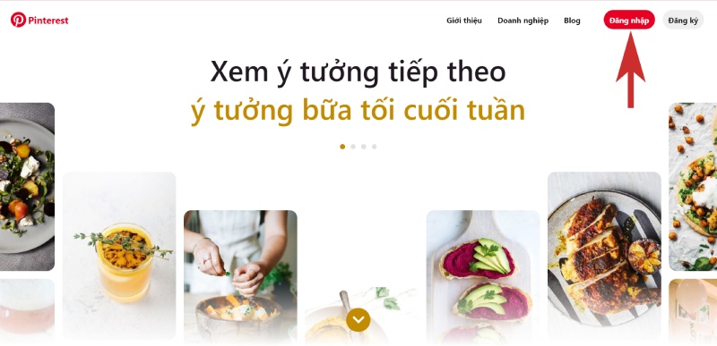 Trang chủ Pinterest hiển thị ý tưởng bữa tối cuối tuần