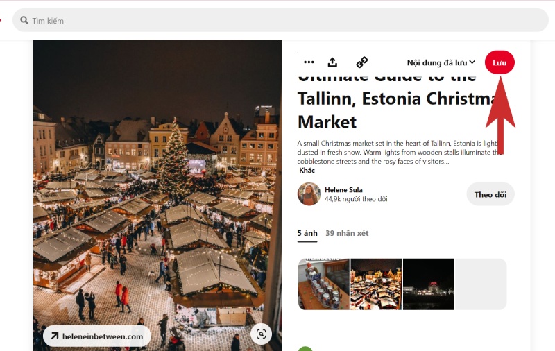 Lưu hình ảnh yêu thích vào bảng Pinterest