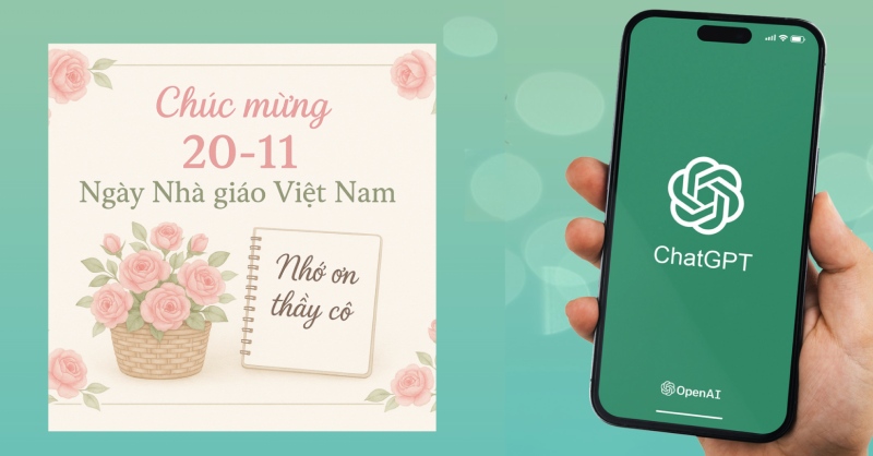 Thiệp 20/11 và ứng dụng ChatGPT trên điện thoại di động