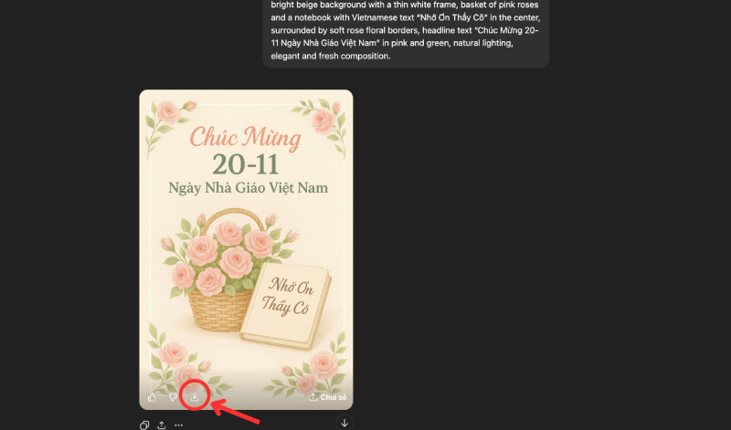 Tải xuống thiệp chúc mừng Ngày Nhà giáo Việt Nam trên ChatGPT AI