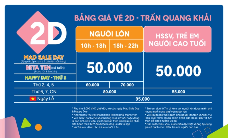 tham khảo giá vé phim 2D