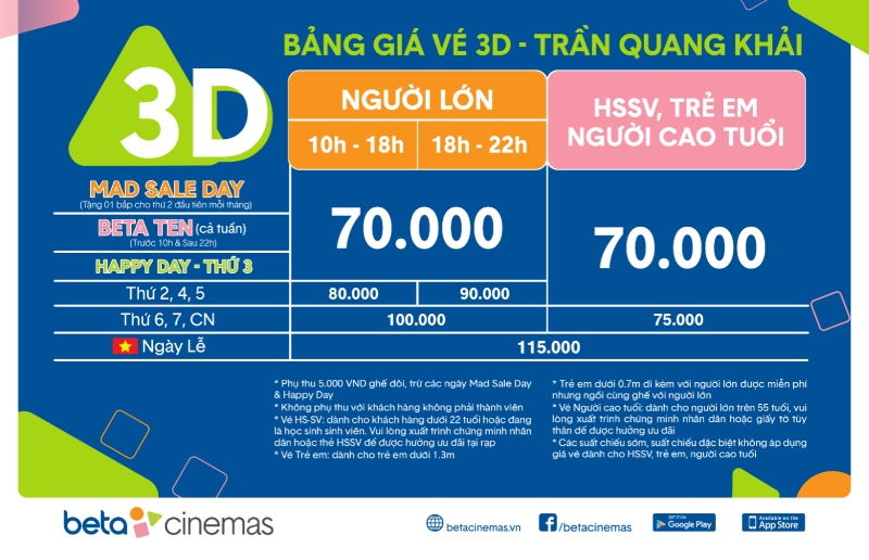 tham khảo giá vé phim 3D