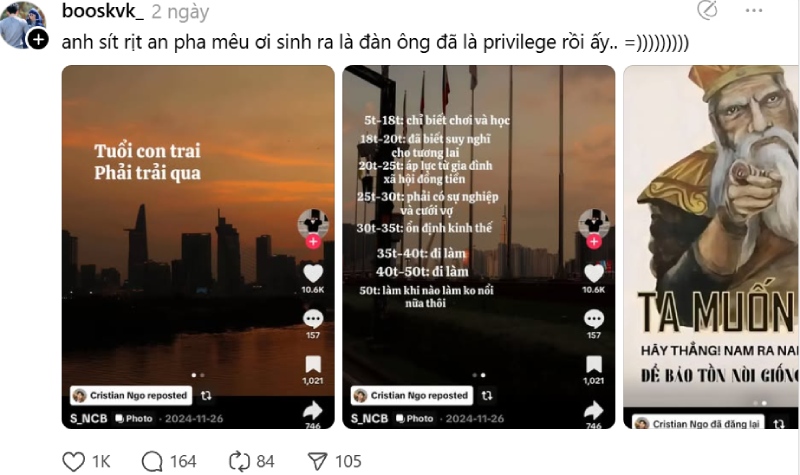 Sít rịt trong bài đăng trên threads