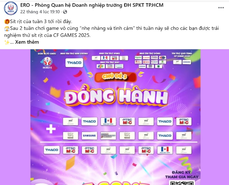 Bài đăng fanpage của một trường đại học sử dụng slag sít rịt