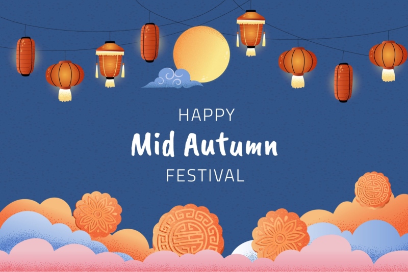 Hình nền Trung thu với dòng chữ Happy Mid Autumn Festival