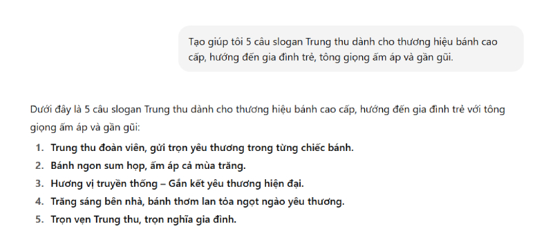 5 câu slogan Trung thu được tạo bằng ChatGPT