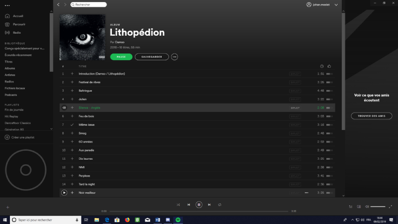 Giao diện Spotify Desktop đang phát album bài hát