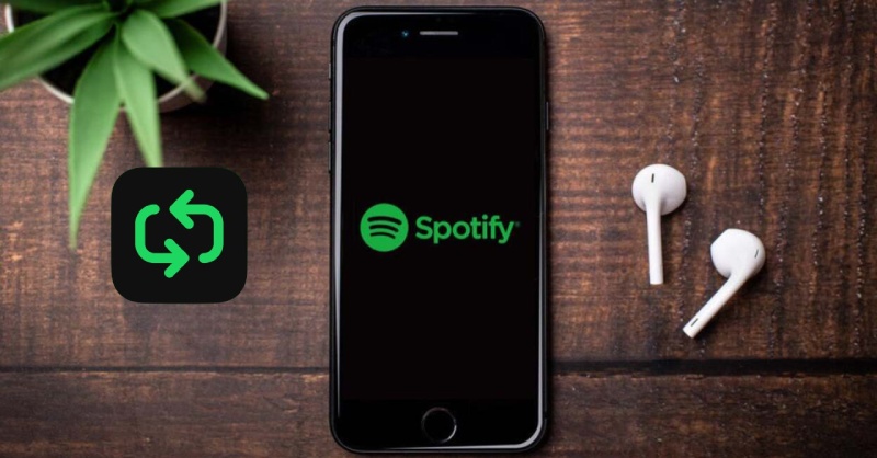 Ứng dụng Spotify trên điện thoại với biểu tượng lặp lại