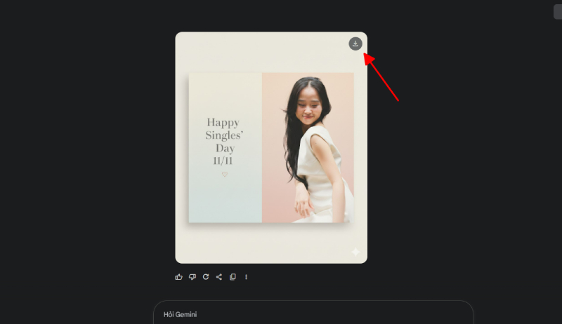 Kết quả thiệp Happy Singles’ Day 11/11 với ảnh cô gái mỉm cười