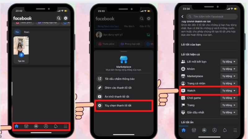 Tùy chỉnh thanh lối tắt để bật lại mục video Watch trên Facebook