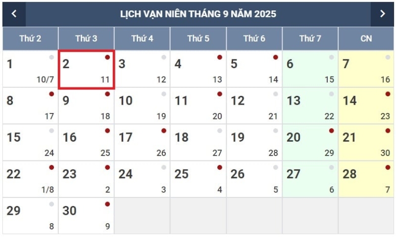 Lịch Tết Độc lập 2025 rơi vào thứ 3