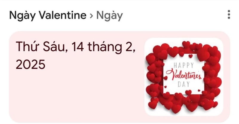 Ngày Valentine - thứ 6, 14 tháng 2 năm 2025