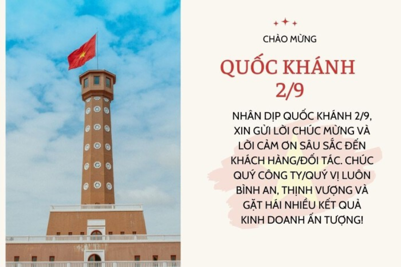 Thiệp chúc mừng khác hàng ngày 2/9 có biểu tượng lá cờ
