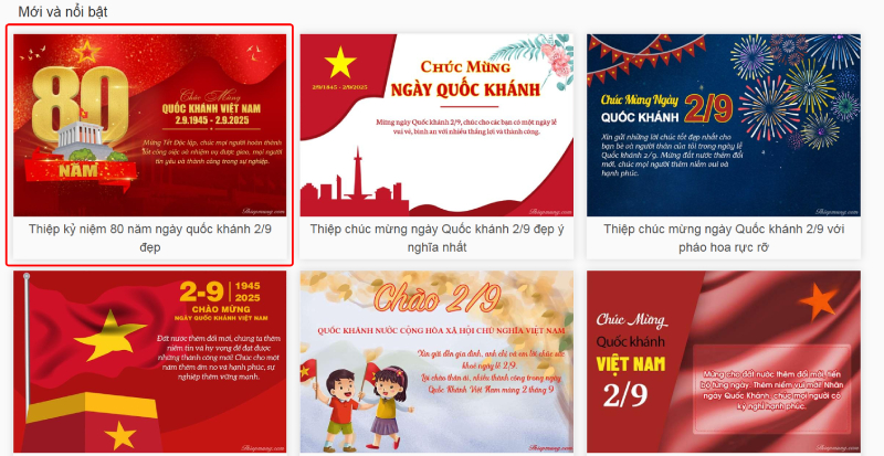 Truy cập trên thiết kế và chọn mẫu thiệp có sẵn