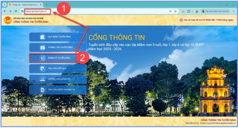 Truy cập trang thông tin đăng ký nhập học của sở