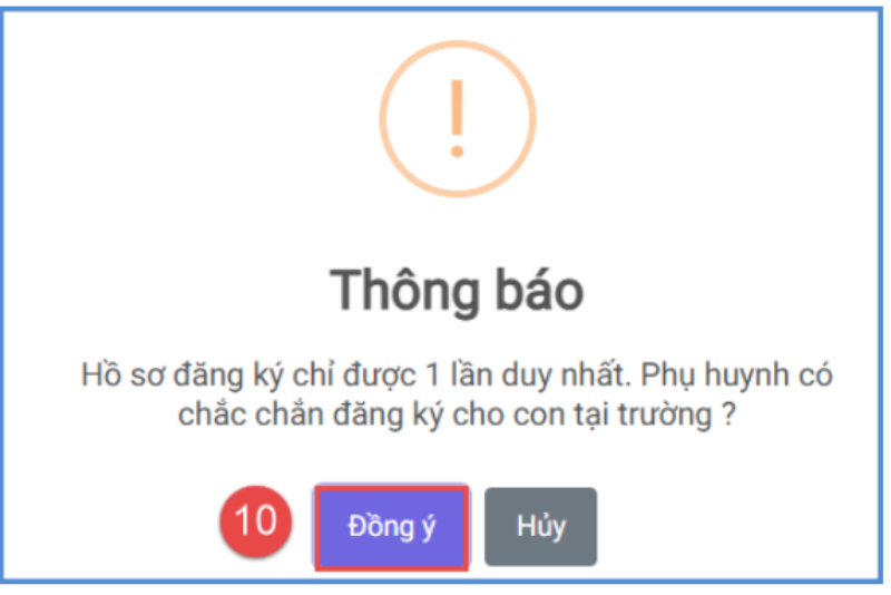 Thông báo hồ sơ chỉ được đăng ký một lần duy nhất