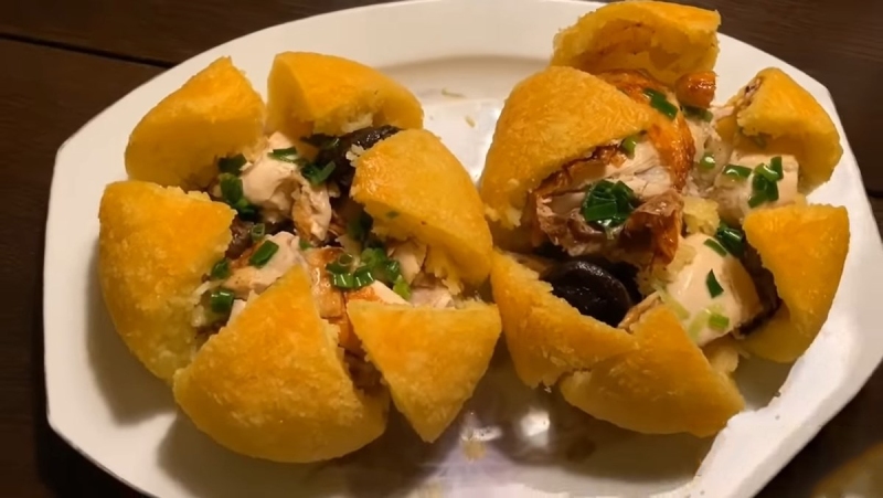 Món gà bó xôi chiên giòn