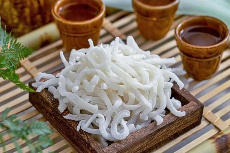 Đĩa gỗ đựng mứt dừa sợi trắng