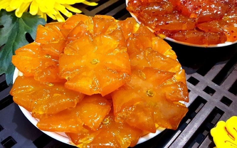 Đĩa sứ đựng mứt tắc vàng óng