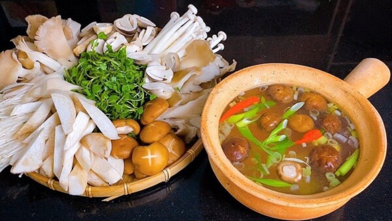 Các nguyên liệu ăn kèm lẩu nấm đùi gà