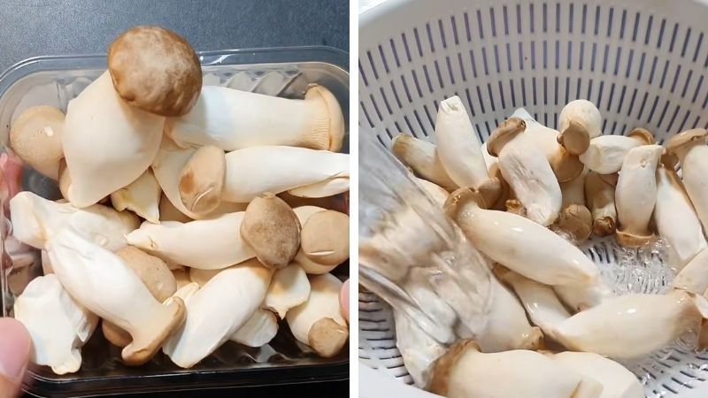 Nấm đùi gà được sơ chế sạch