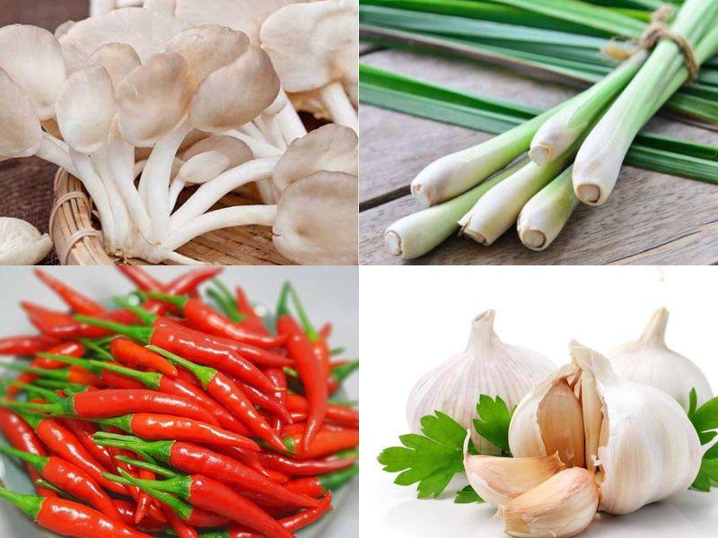Chuẩn bị nguyên liệu làm Nấm xào sả ớt chay