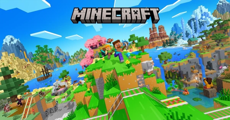 Giao diện game Minecraft với thế giới 3D hình khối