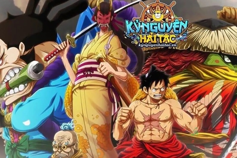 Poster Kỷ Nguyên Hải Tặc với Luffy và đồng minh Wano