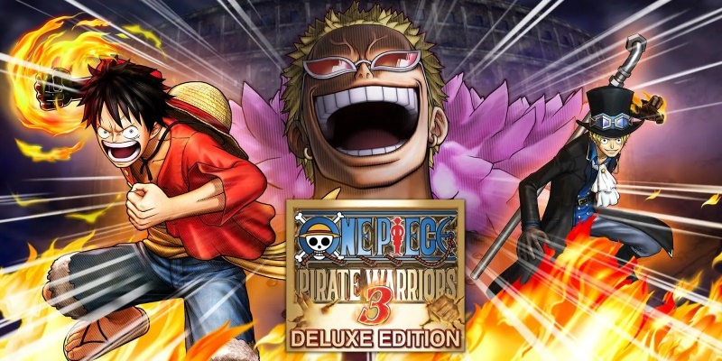 Poster Pirate Warriors 3 với Luffy và Doflamingo