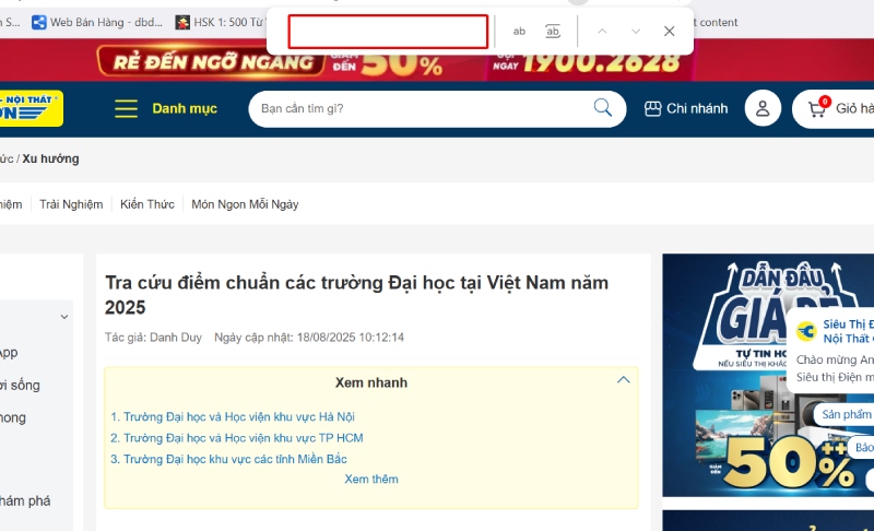 Sử dụng tổ hợp phím tìm kiếm nhanh