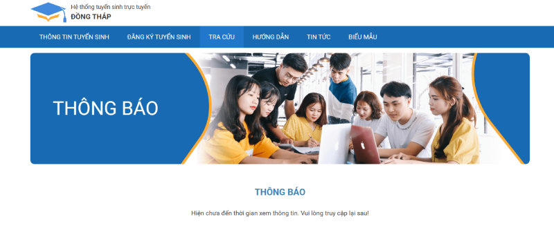 Hiện tại website tra cứu điểm của tỉnh Đồng Tháp chưa cập nhập thông tin