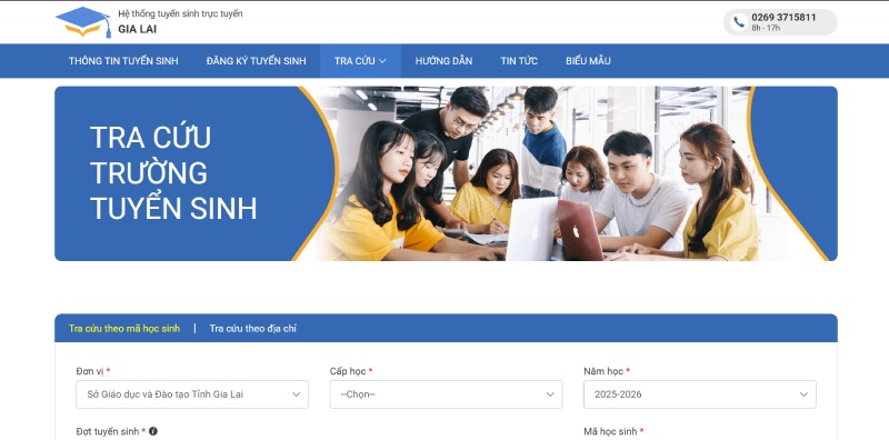  Trang website tra cứu trường tuyển sinh của Sở GD&ĐT tỉnh Gia Lai