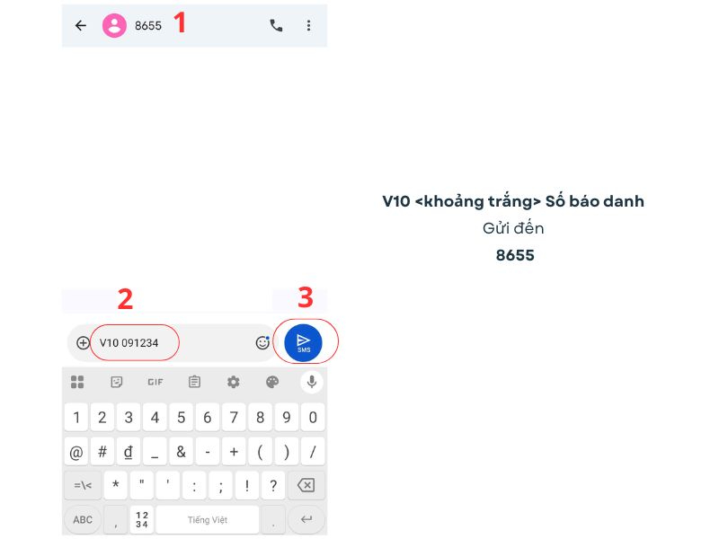 tra cứu thông qua SMS