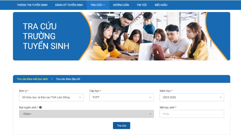 nhập đầy đủ thông tin trước khi nhấn nút "tra cứu"