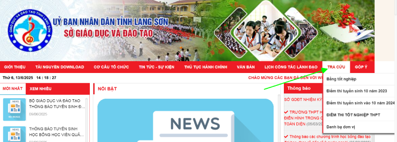 Trang chủ của Sở GD&ĐT Lạng Sơn