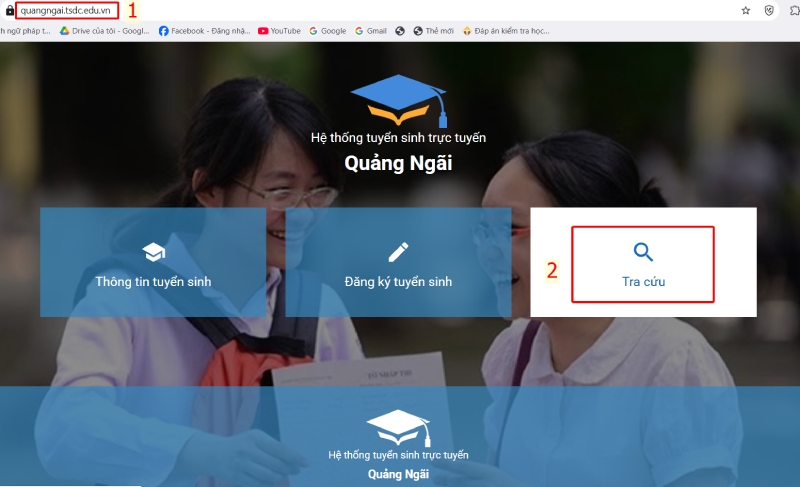 truy cập vào website và bấm tra cứu