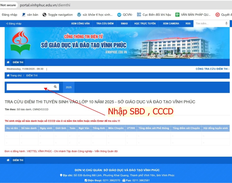 nhập đầy đủ thông tin theo yêu cầu trước khi tra cứu