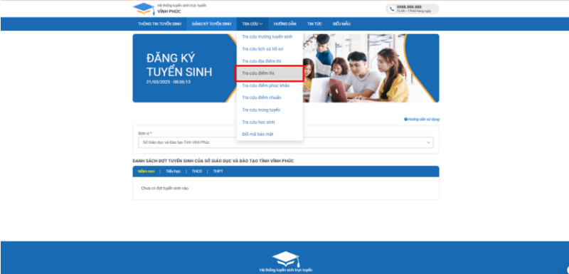 tra cứu bằng mã bảo mật khi đăng ký
