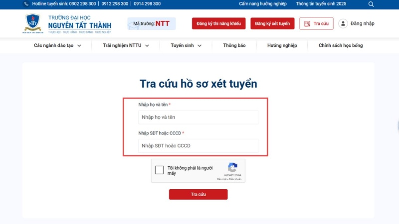 Tra cứu trên website chính thức của trường mình đã đăng kí nguyện vọng