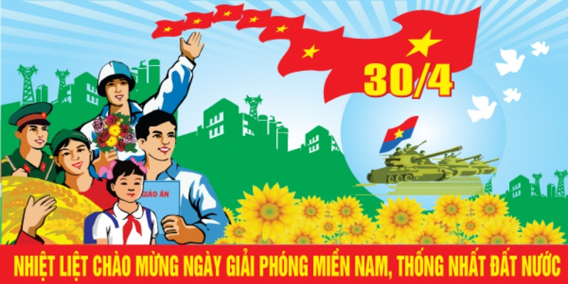 Poster nhiệt liệt chào mừng ngày giải phóng miền nam