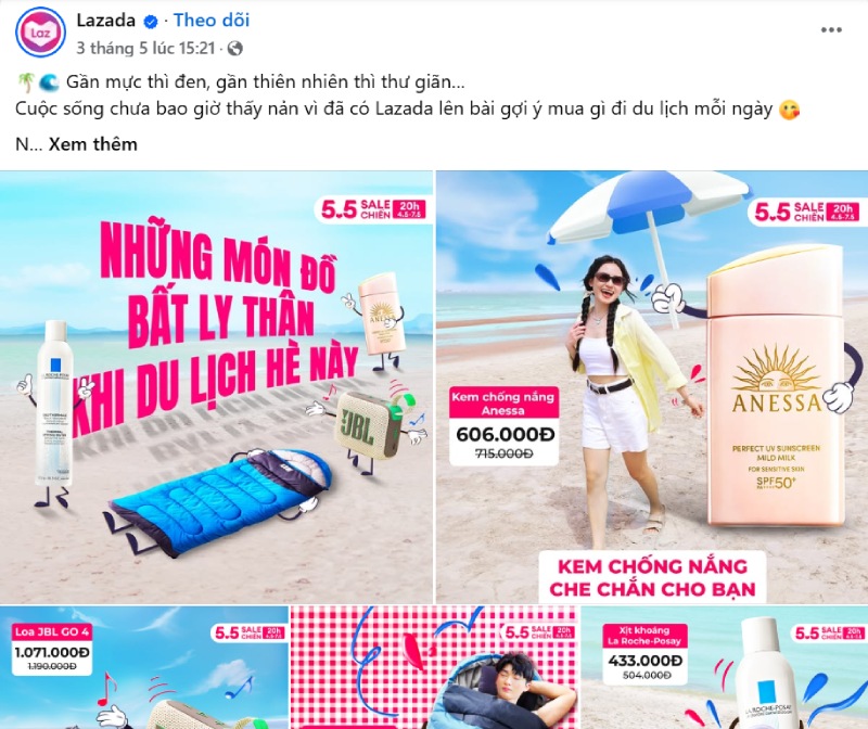 Lazada với bài viết đu trend gần mực thì đen gần thiên nhiên thì thư giãn