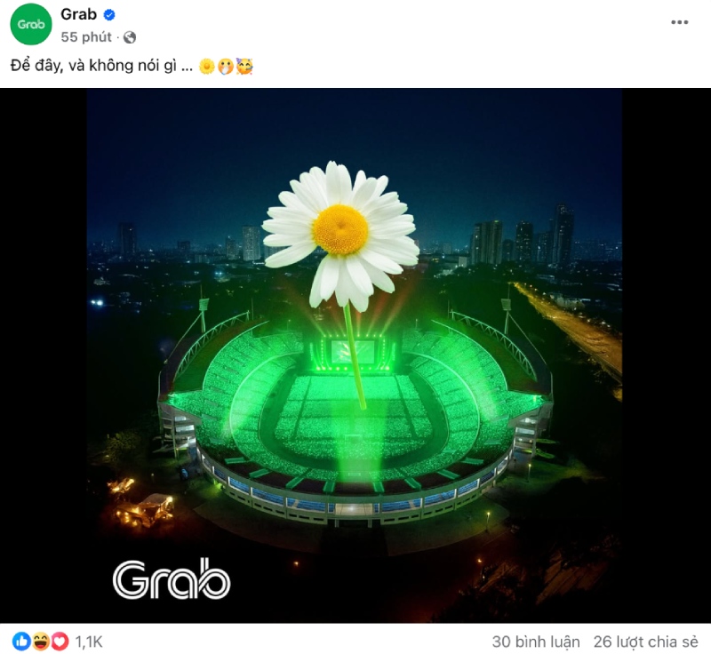 Grab đăng tải bức hình hoa cúc thiếu cánh